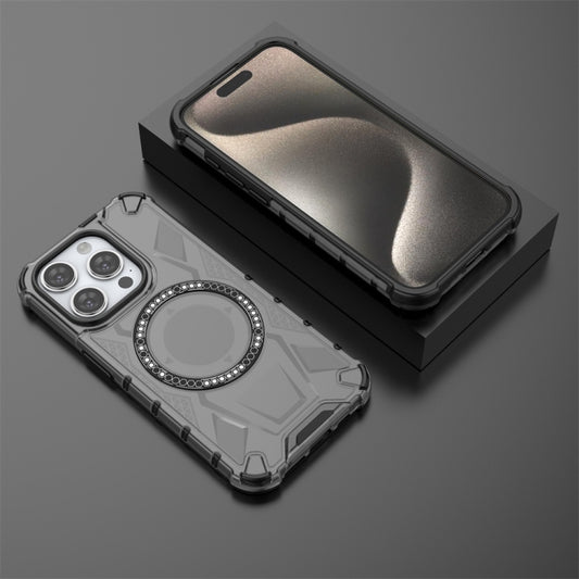 For iPhone 15 Pro MagSafe Armor Holder PC Hybrid TPU Phone Case(Black) by buy2fix