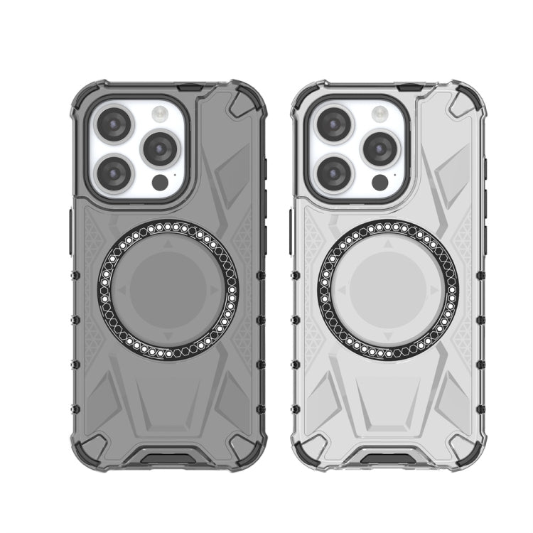 For iPhone 15 Pro MagSafe Armor Holder PC Hybrid TPU Phone Case(White) by buy2fix