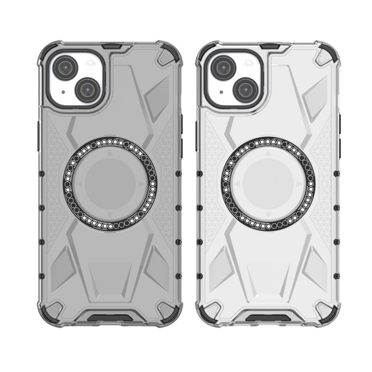 For iPhone 15 Plus MagSafe Armor Holder PC Hybrid TPU Phone Case(White) by buy2fix