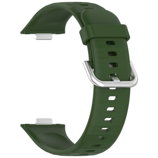 For Huawei Watch Fit4 / Fit4 Pro / Fit3 Silver Buckle Silicone Sports Watch Band(Army Green) by buy2fix