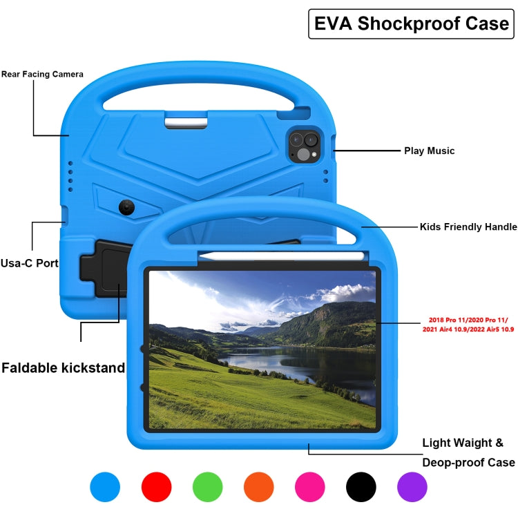 For iPad Air 11 2025 / 2024 Sparrow Style Shockproof Kickstand EVA Tablet Case(Blue) by buy2fix