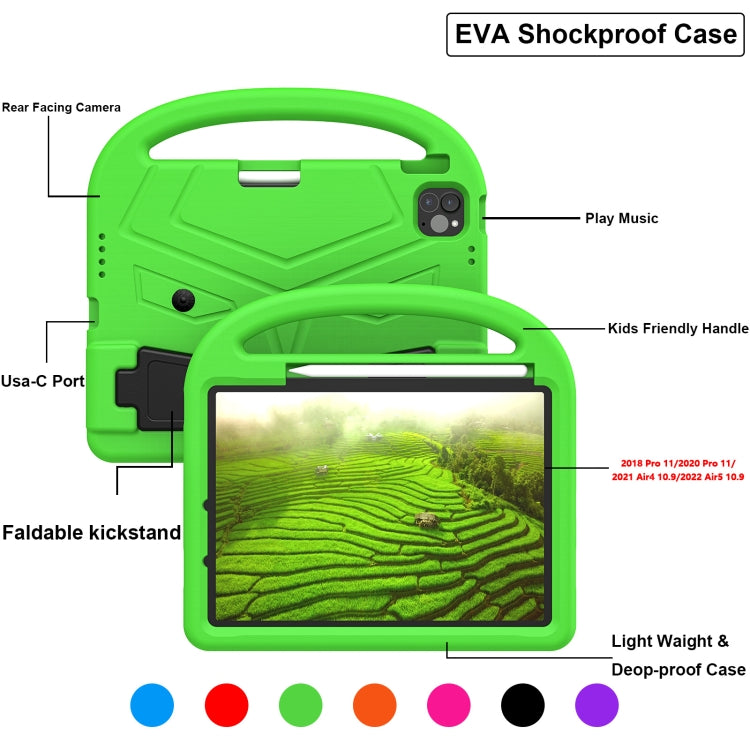 For iPad Air 11 2025 / 2024 Sparrow Style Shockproof Kickstand EVA Tablet Case(Green) by buy2fix