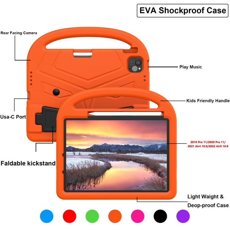 For iPad Pro 11 2025 / 2024 Sparrow Style Shockproof Kickstand EVA Tablet Case(Orange) by buy2fix