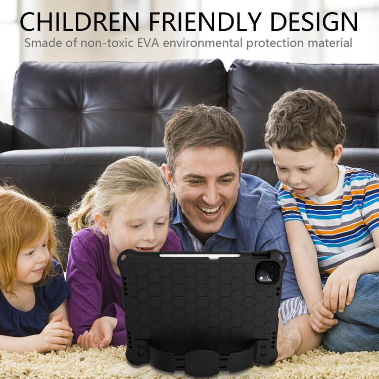 For iPad Air 11 2025 / 2024 Honeycomb EVA Hybrid PC Tablet Case with Strap(Black+Black) by buy2fix