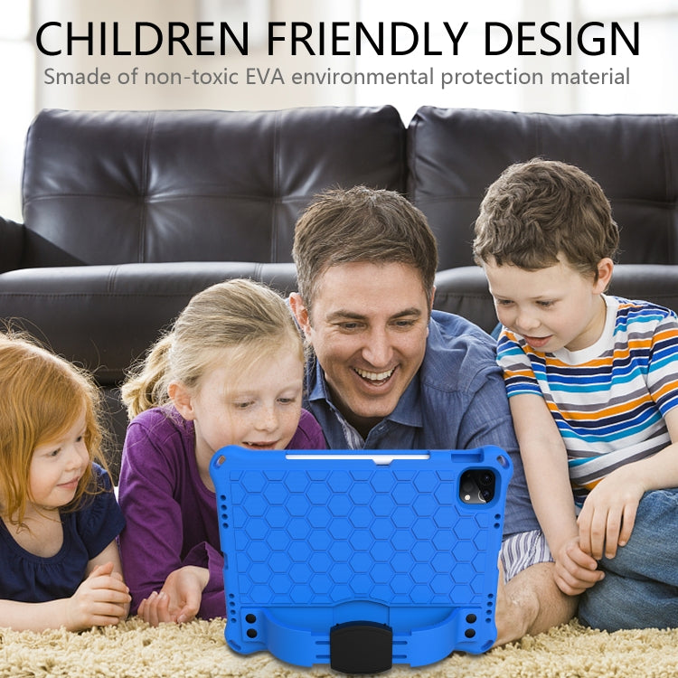 For iPad Pro 11 2025 / 2024 Honeycomb EVA Hybrid PC Tablet Case with Strap(Blue+Black) by buy2fix