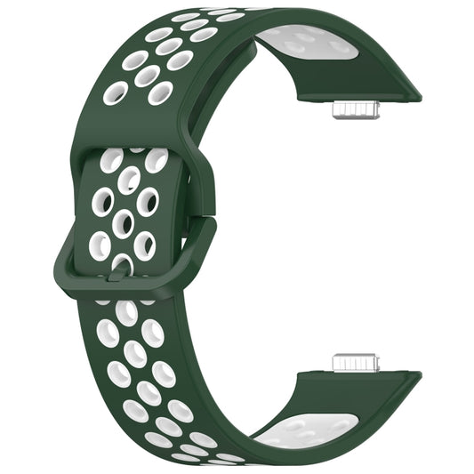 For Huawei Watch Fit 3 Two Color Silicone Sports Watch Band(Green+White) by buy2fix