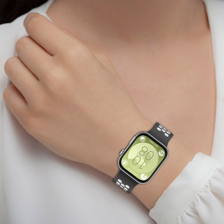 For Huawei Watch Fit 3 Two Color Silicone Sports Watch Band(Midnight Blue+White) by buy2fix