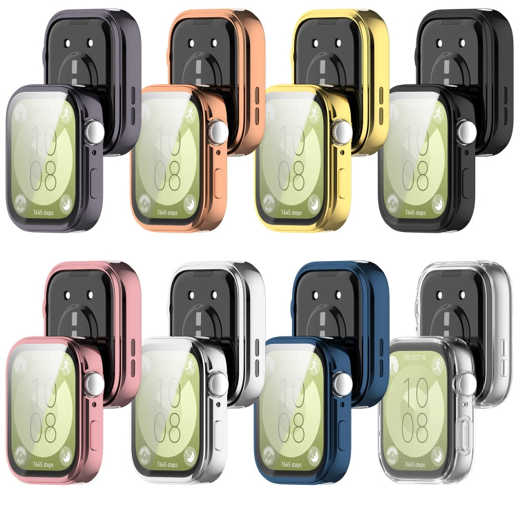 For Huawei Watch Fit 3 Full Coverage TPU Electroplated Watch Protective Case(Transparent) by buy2fix