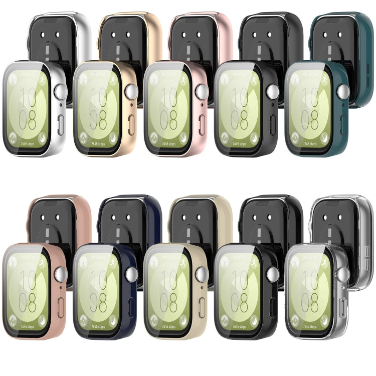 For Huawei Watch Fit 3 PC + Tempered Film Integrated Watch Protective Case(Black) by buy2fix