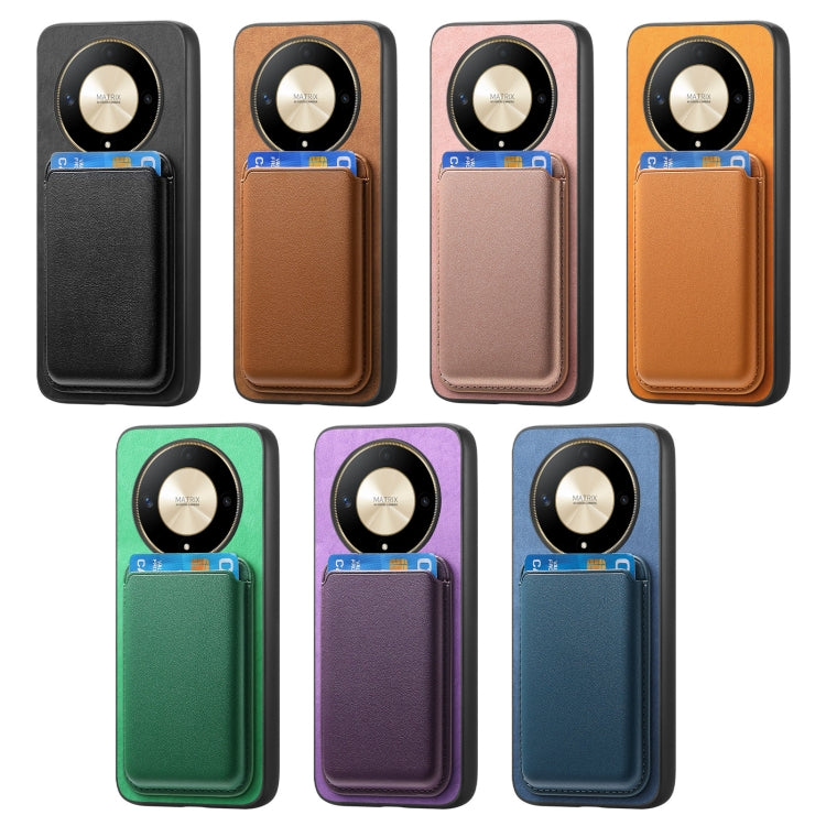 For Honor Magic6 Pro 5G Retro Magsafe Card Bag PU Back Cover Phone Case(Yellow) by buy2fix