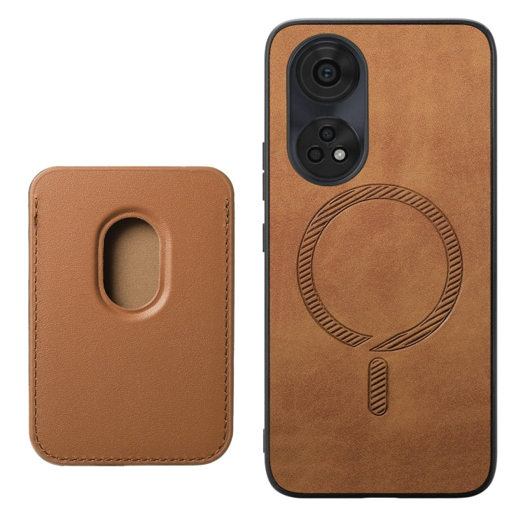 For OPPO Find X7 5G Retro Magsafe Card Bag PU Back Cover Phone Case(Brown) by buy2fix