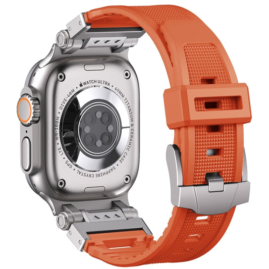 For Apple Watch SE 2023 44mm Silicone Armor Mecha Head Watch Band(Orange) by buy2fix