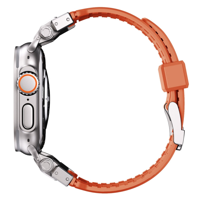 For Apple Watch SE 2023 44mm Silicone Armor Mecha Head Watch Band(Starlight) by buy2fix