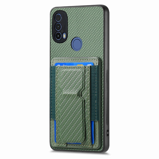 For Motorola Moto G Power 5G 2024 Carbon Fiber Fold Stand Elastic Card Bag Phone Case(Green) by buy2fix
