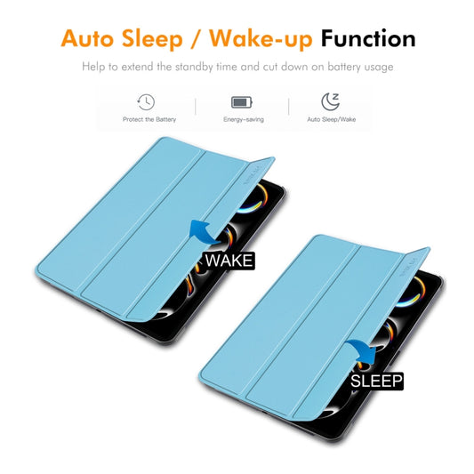 For iPad Pro 11 2025 / 2024 ENKAY Tri-fold Custer Texture Platic Leather Smart Tablet Case(Light Blue) by ENKAY