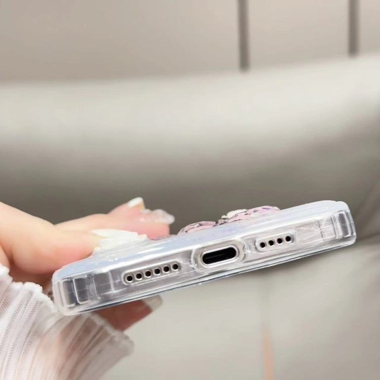 For iPhone 16 Glitter 3D Butterfly TPU Phone Case(Blue) by buy2fix