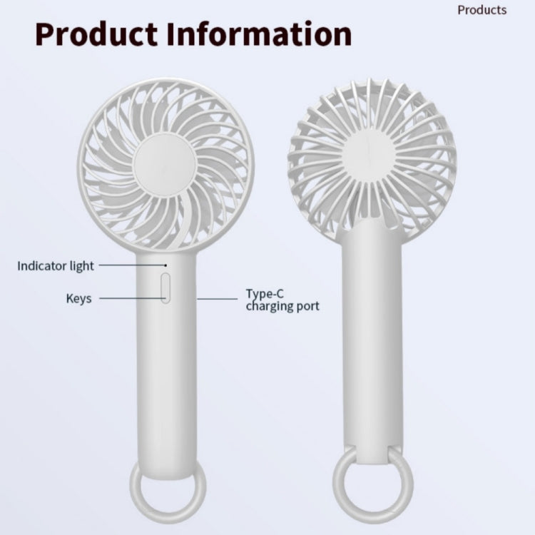 S3 3 Speed Low Noise Hanging Hole Desk Fan Portable Rechargeable Handheld Cooling Fan(White) by buy2fix