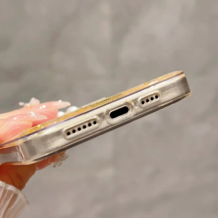 For iPhone 16 Gold Foil Pearl Bow TPU Phone Case(Bow) by buy2fix