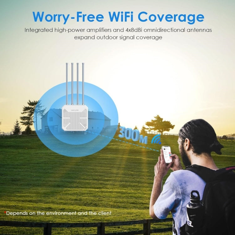 WAVLINK WN573HX3 AX3000 Waterproof Outdoor WiFi Wireless Outdoor Dual Band Router, Plug:EU Plug by WAVLINK