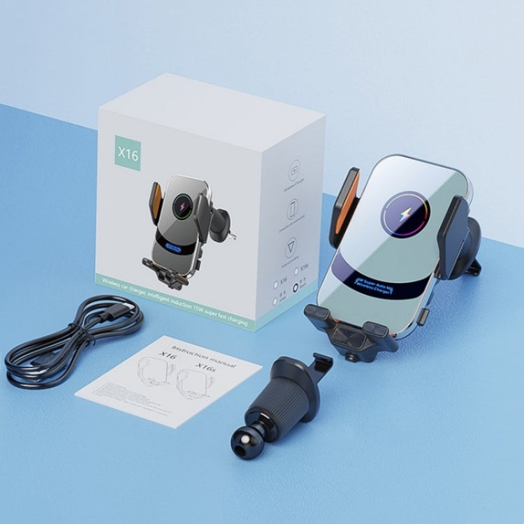 X16 Car Smart Sensor Phone Holder Magnetic Phone Mount Automatic Wireless Charger(Silver) by buy2fix