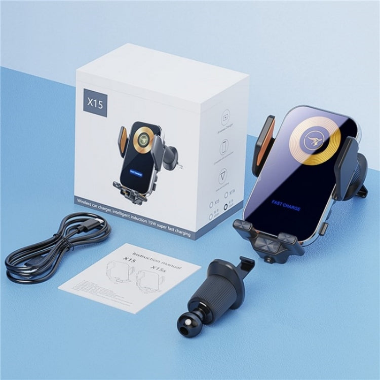 X15 Wireless Charger Mobile Phone Bracket Car Air Vent Cell Phone Mount Holder(Silver) by buy2fix