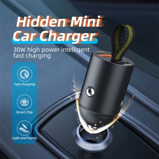 A1 QC 3.0+PD 30W Dual Car Charger Hidden Car Cigarette Lighter Phone Fast Charging Adapter by buy2fix