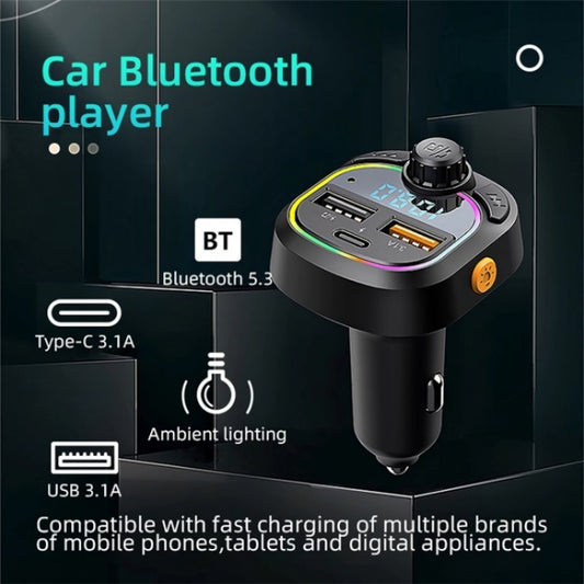 C6 Type-C+2 USB Fast Charger Audio MP3 Player Digital Display FM Car Bluetooth Transmitter by buy2fix