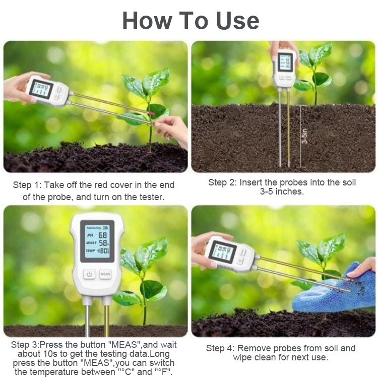 3 in 1 Digital Display Soil Detector, Soil Moisture, Temperature, PH by buy2fix
