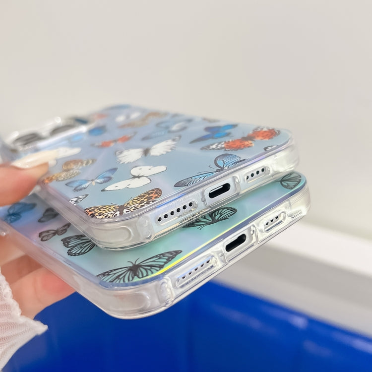For iPhone 16 Electroplating Laser Butterfly Phone Case(Blue Butterflies AB4) by buy2fix