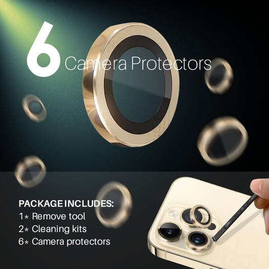For iPhone 15 Pro / 15 Pro Max NORTHJO 2 Set 6pcs Camera Lens Protector Cover Metal Ring(Gold) by NORTHJO