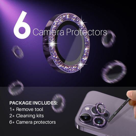 For iPhone 15 Pro / 15 Pro Max NORTHJO 2 Set 6pcs Camera Lens Protector Glitter Metal Ring Film(Purple) by NORTHJO
