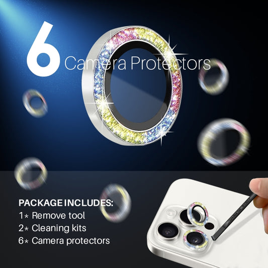 For iPhone 15 Pro / 15 Pro Max NORTHJO 2 Set 6pcs Camera Lens Protector Glitter Metal Ring Film(Colorful) by NORTHJO