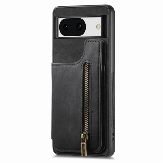 For Google Pixel 9 / 9 Pro Retro Leather Zipper Wallet Back Phone Case(Black) by buy2fix