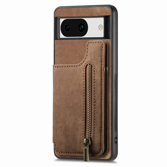 For Google Pixel 9 Pro XL Retro Leather Zipper Wallet Back Phone Case(Brown) by buy2fix