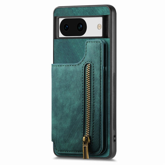 For Google Pixel 9 Pro XL Retro Leather Zipper Wallet Back Phone Case(Green) by buy2fix