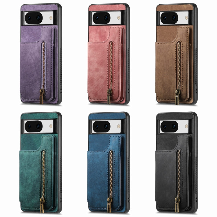 For Google Pixel 9 Pro XL Retro Leather Zipper Wallet Back Phone Case(Green) by buy2fix