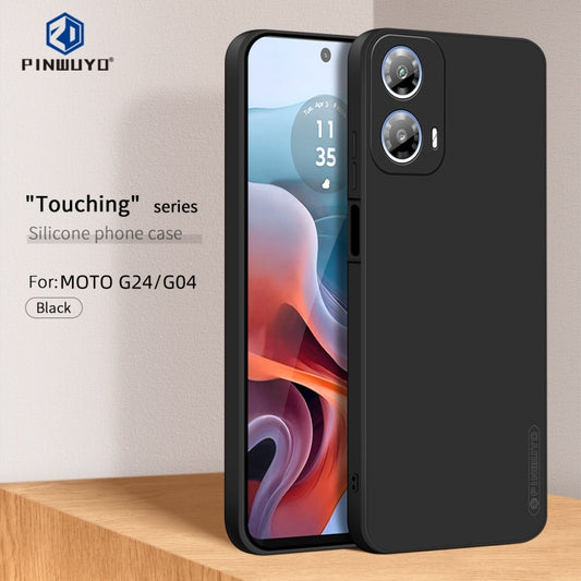 For Motorola Moto G24 / G04 PINWUYO Sense Series Liquid Silicone TPU Phone Case(Black) by PINWUYO