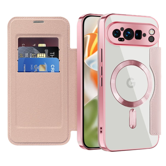 For Google Pixel 9 Pro XL Shield MagSafe RFID Anti-theft Leather Phone Case(Pink) by buy2fix
