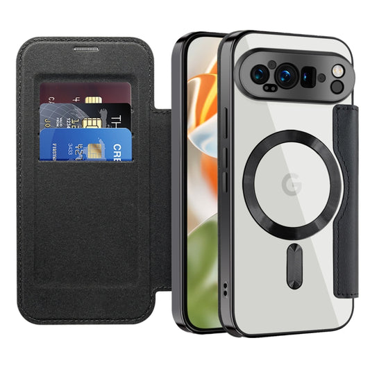 For Google Pixel 9 Pro Shield MagSafe RFID Anti-theft Leather Phone Case(Black) by buy2fix