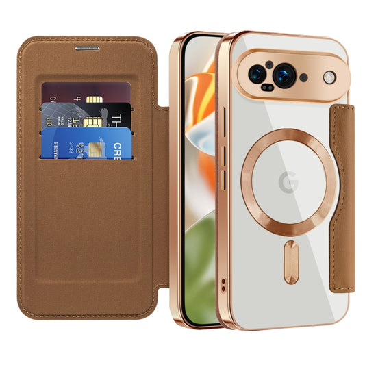 For Google Pixel 9 Shield MagSafe RFID Anti-theft Leather Phone Case(Brown) by buy2fix