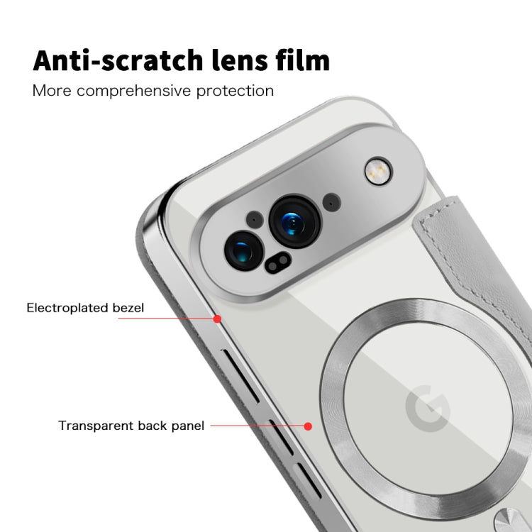 For Google Pixel 9 Shield MagSafe RFID Anti-theft Leather Phone Case(Grey) by buy2fix