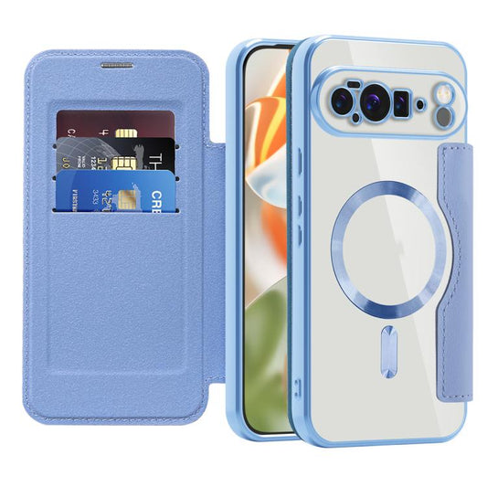 For Google Pixel 10 Pro XL Shield MagSafe RFID Anti-theft Leather Phone Case(Blue) - Google Cases by buy2fix | Online Shopping UK | buy2fix