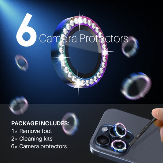 For iPhone 15 Pro / 15 Pro Max NORTHJO 2 Set 6Pcs Camera Lens Protector Diamond Metal Ring Film(Colorful) by NORTHJO