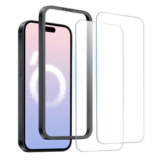 For iPhone 16 Plus NORTHJO 2pcs A++ Screen Protector Tempered Glass Film with Installation Frame by NORTHJO