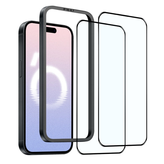 For iPhone 16 Plus NORTHJO 2pcs A++ Tempered Glass Film with Installation Frame by NORTHJO