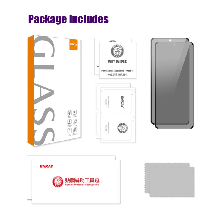 For OPPO K12 2pcs ENKAY Hat-Prince 28 Degree Anti-peeping Privacy Silk Print Tempered Glass Film - OPPO Tempered Glass by ENKAY | Online Shopping UK | buy2fix