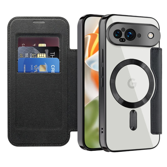 For Google Pixel 9 Shield Magsafe RFID Anti-theft Rhombus Leather Phone Case(Black) by buy2fix
