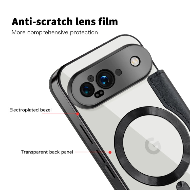 For Google Pixel 9 Shield Magsafe RFID Anti-theft Rhombus Leather Phone Case(Black) by buy2fix