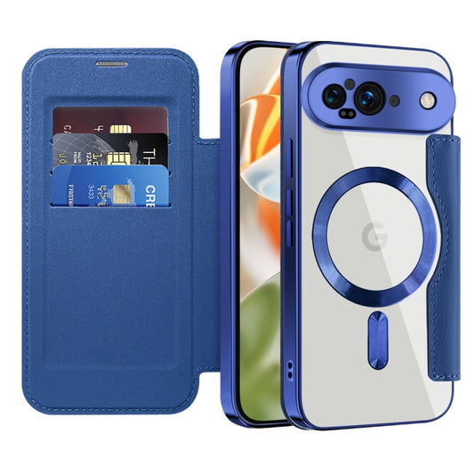 For Google Pixel 9 Shield Magsafe RFID Anti-theft Rhombus Leather Phone Case(Dark Blue) by buy2fix