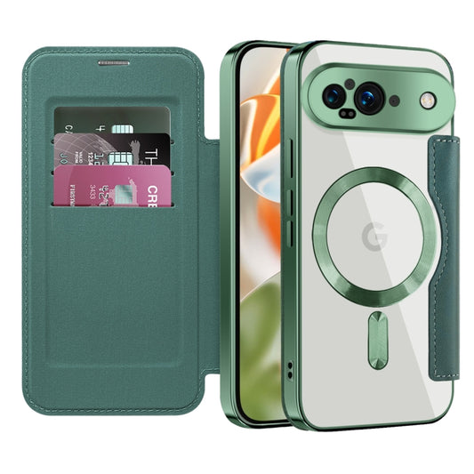 For Google Pixel 9 Shield Magsafe RFID Anti-theft Rhombus Leather Phone Case(Green) by buy2fix